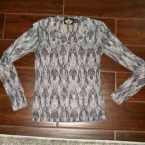 Vintage Y2K Harley Davidson Sheer Mesh Women’s Long Sleeve Size Medium Grey